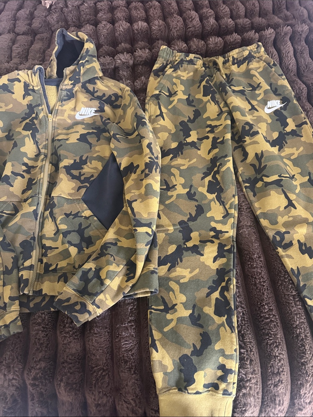 Nike Kids Olive Camo Zip Hoodie & Joggers Set